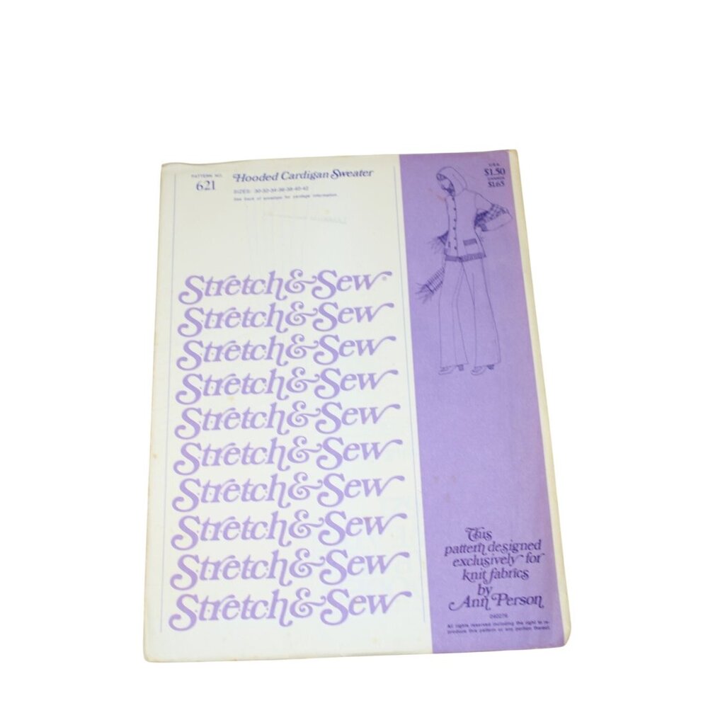 Stretch & Sew Cardigan Sweater Pattern Vintage 1976 92958 Size 30 -42 UNCUT
